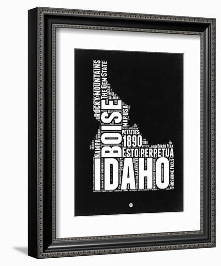 Idaho Black and White Map-NaxArt-Framed Premium Giclee Print