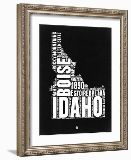 Idaho Black and White Map-NaxArt-Framed Art Print