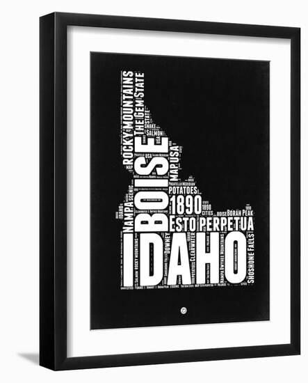 Idaho Black and White Map-NaxArt-Framed Art Print