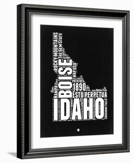 Idaho Black and White Map-NaxArt-Framed Art Print