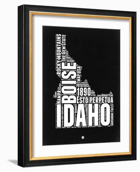 Idaho Black and White Map-NaxArt-Framed Art Print