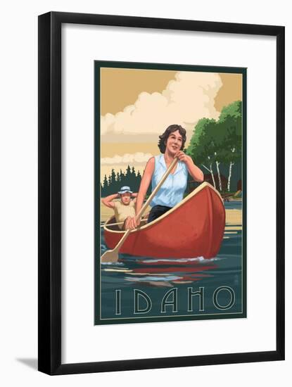 Idaho - Canoers on Lake-Lantern Press-Framed Art Print