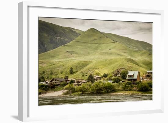 Idaho, Hells Canyon Reach of Snake River, a Cluster of Homes-Alison Jones-Framed Photographic Print
