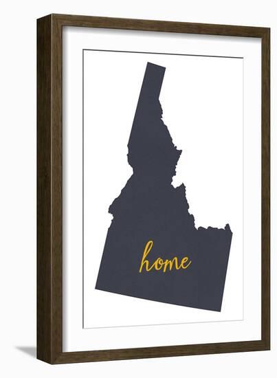 Idaho - Home State- Gray on White-Lantern Press-Framed Art Print