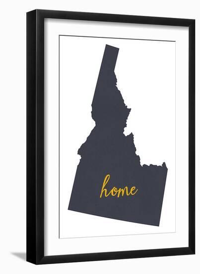 Idaho - Home State- Gray on White-Lantern Press-Framed Art Print