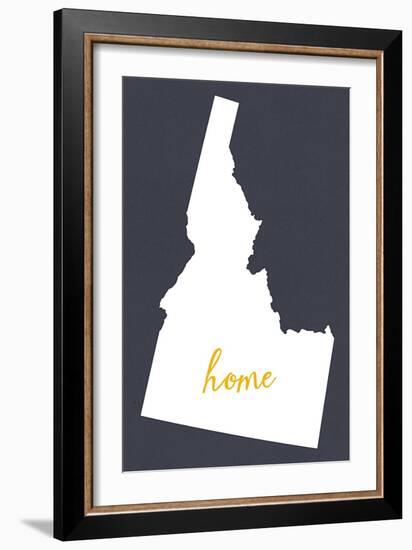 Idaho - Home State- White on Gray-Lantern Press-Framed Art Print