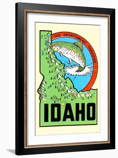 Idaho Map with Trout-null-Framed Art Print