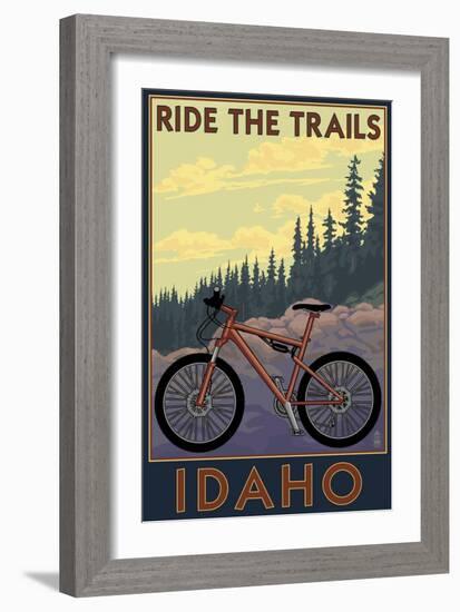 Idaho - Mountain Bike Scene-Lantern Press-Framed Premium Giclee Print