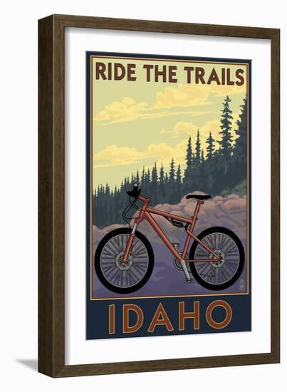 Idaho - Mountain Bike Scene-Lantern Press-Framed Art Print