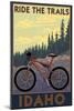 Idaho - Mountain Bike Scene-Lantern Press-Mounted Art Print