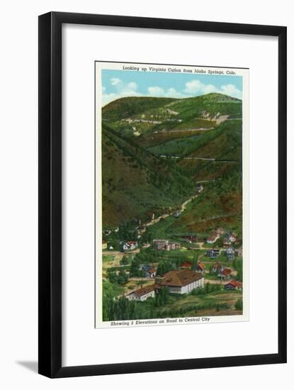 Idaho Springs, Colorado, Looking Up Virginia Canyon showing Road to Central City-Lantern Press-Framed Art Print