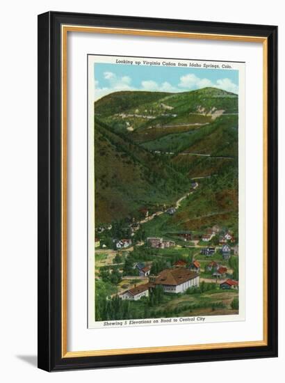 Idaho Springs, Colorado, Looking Up Virginia Canyon showing Road to Central City-Lantern Press-Framed Art Print