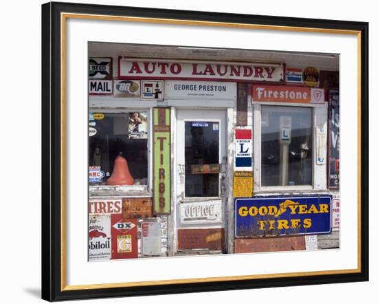 Idaho, Usa; Signs on an Old Gas Station in the American Midwest-Dan Bannister-Framed Photographic Print