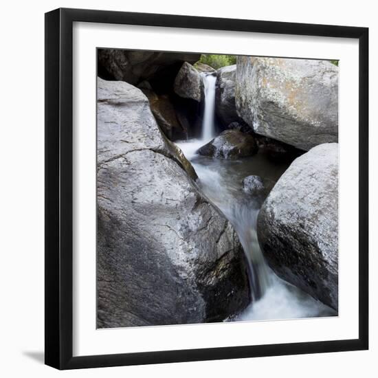 Idaho, USA. Squaw Creek waterfall detail with boulders.-Brent Bergherm-Framed Photographic Print