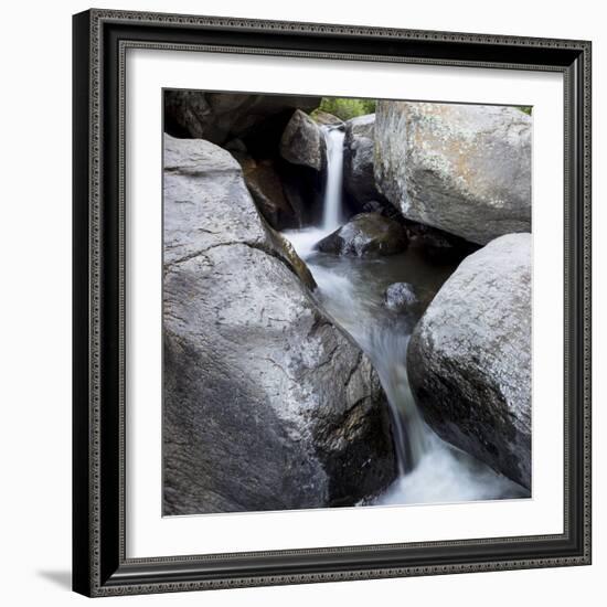 Idaho, USA. Squaw Creek waterfall detail with boulders.-Brent Bergherm-Framed Photographic Print