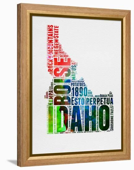 Idaho Watercolor Word Cloud-NaxArt-Framed Stretched Canvas