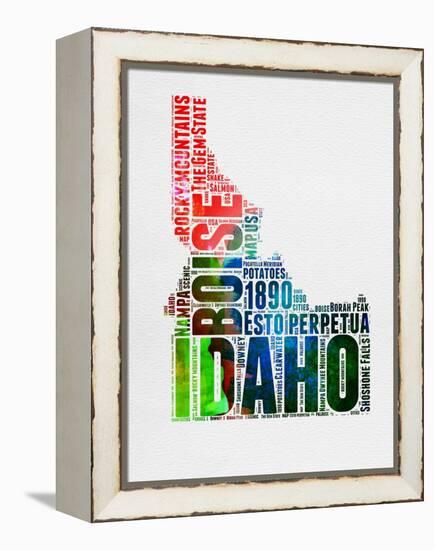 Idaho Watercolor Word Cloud-NaxArt-Framed Stretched Canvas