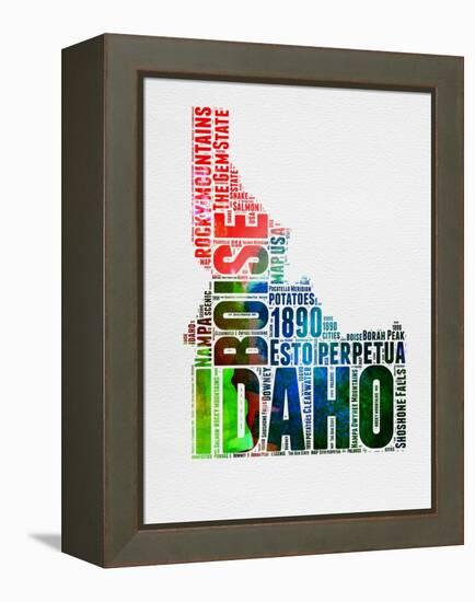 Idaho Watercolor Word Cloud-NaxArt-Framed Stretched Canvas