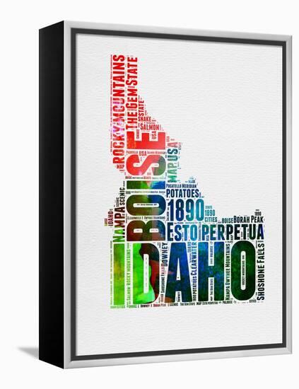 Idaho Watercolor Word Cloud-NaxArt-Framed Stretched Canvas