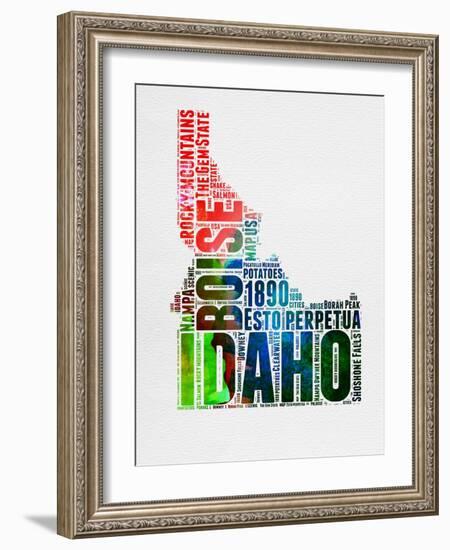 Idaho Watercolor Word Cloud-NaxArt-Framed Art Print