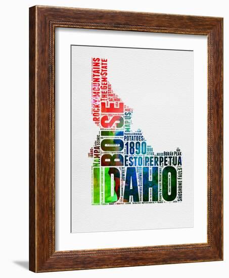 Idaho Watercolor Word Cloud-NaxArt-Framed Art Print