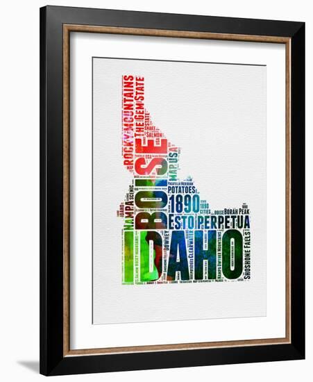 Idaho Watercolor Word Cloud-NaxArt-Framed Art Print