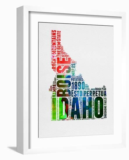 Idaho Watercolor Word Cloud-NaxArt-Framed Art Print