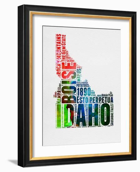 Idaho Watercolor Word Cloud-NaxArt-Framed Art Print