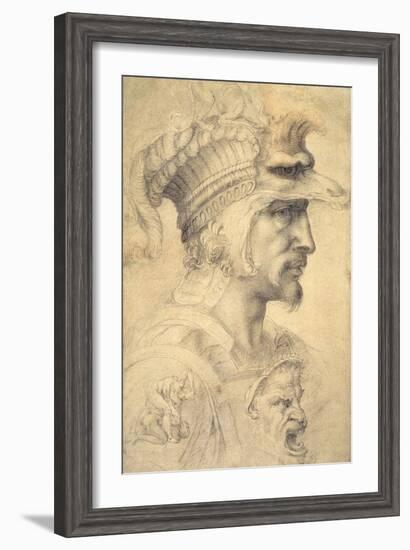 Ideal Head of a Warrior-Michelangelo Buonarroti-Framed Giclee Print