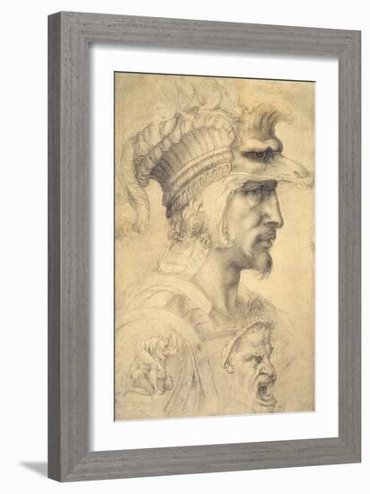 Ideal Head of a Warrior-Michelangelo Buonarroti-Framed Giclee Print