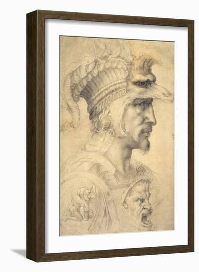 Ideal Head of a Warrior-Michelangelo Buonarroti-Framed Giclee Print