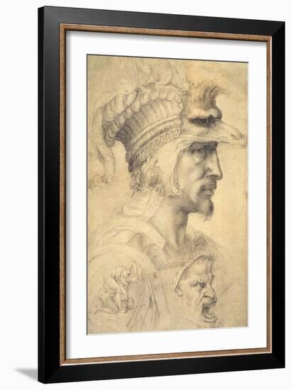 Ideal Head of a Warrior-Michelangelo Buonarroti-Framed Giclee Print