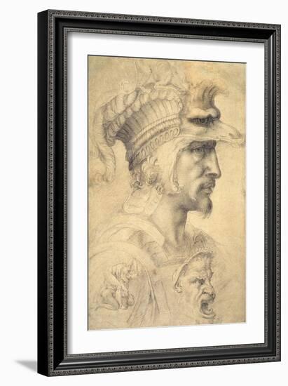 Ideal Head of a Warrior-Michelangelo Buonarroti-Framed Giclee Print