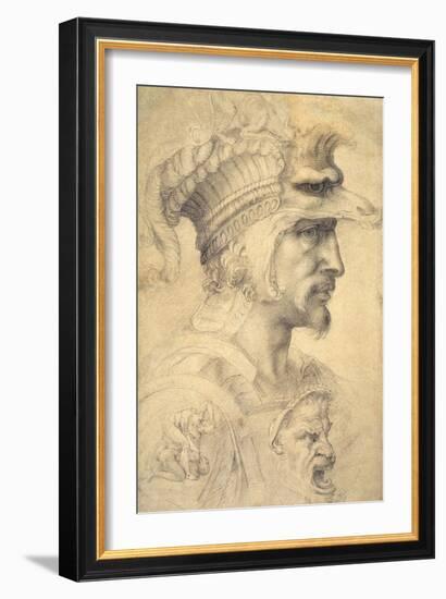 Ideal Head of a Warrior-Michelangelo Buonarroti-Framed Giclee Print