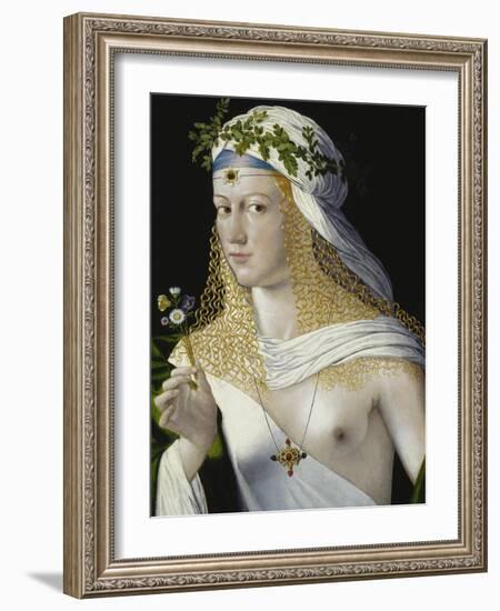 Idealized Portrait of a Courtesan as Flora, about 1520/25-Bartolomeo Veneto-Framed Giclee Print