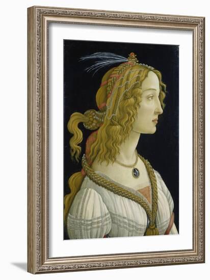 Idealized Portrait of a Lady (Allegedly Simonetta Vespucci), about 1480-Sandro Botticelli-Framed Giclee Print