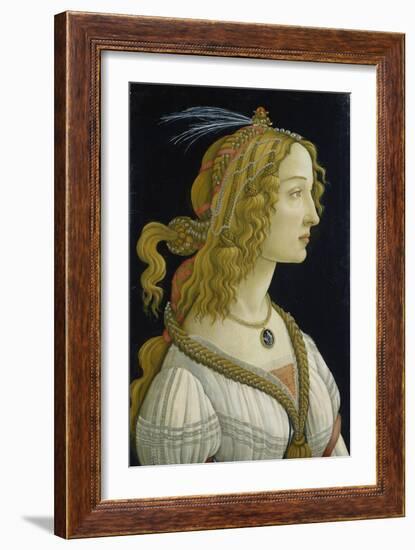 Idealized Portrait of a Lady (Allegedly Simonetta Vespucci), about 1480-Sandro Botticelli-Framed Giclee Print