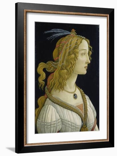 Idealized Portrait of a Lady (Allegedly Simonetta Vespucci), about 1480-Sandro Botticelli-Framed Giclee Print