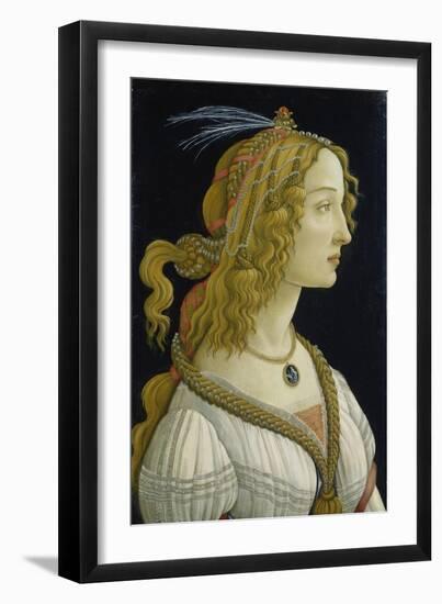 Idealized Portrait of a Lady (Allegedly Simonetta Vespucci), about 1480-Sandro Botticelli-Framed Giclee Print