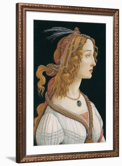 Idealized Portrait of a Lady (Portrait of Simonetta Vespucci as Nymph), 1480-Sandro Botticelli-Framed Giclee Print