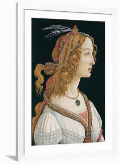 Idealized Portrait of a Lady (Portrait of Simonetta Vespucci as Nymph), 1480-Sandro Botticelli-Framed Giclee Print