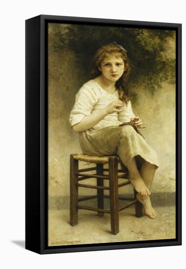Idle Thoughts (Little Girl Sitting Embroidering); Vaines Pensees (Petite Fille Assise Brodant),…-William Adolphe Bouguereau-Framed Premier Image Canvas