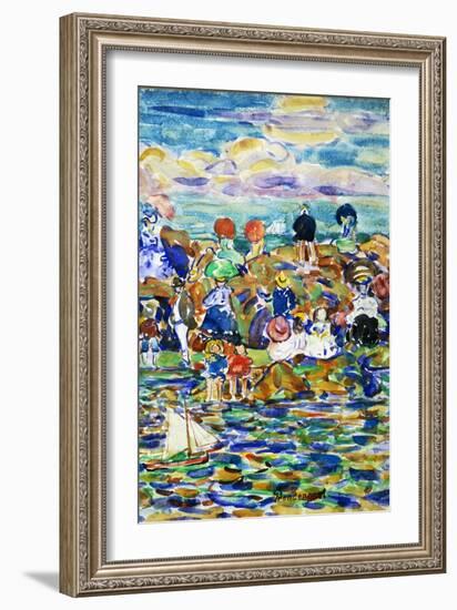 Idlers on the Beach-Maurice Brazil Prendergast-Framed Giclee Print