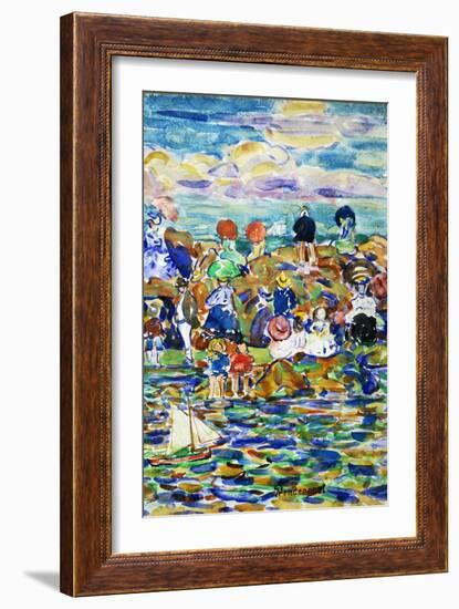 Idlers on the Beach-Maurice Brazil Prendergast-Framed Giclee Print