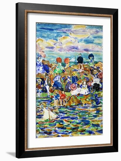 Idlers on the Beach-Maurice Brazil Prendergast-Framed Giclee Print