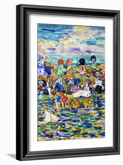 Idlers on the Beach-Maurice Brazil Prendergast-Framed Giclee Print