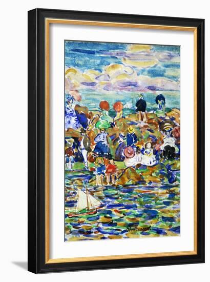 Idlers on the Beach-Maurice Brazil Prendergast-Framed Giclee Print