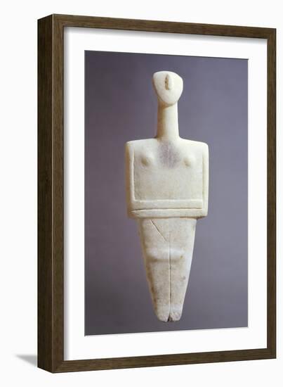 Idol in Marble with Traces of Colour on the Chest, from Syros, Greece-null-Framed Giclee Print