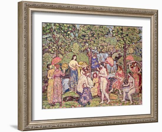 'Idyll', Nudes in a Landscape, 1913-15 (Oil on Canvas)-Maurice Brazil Prendergast-Framed Giclee Print