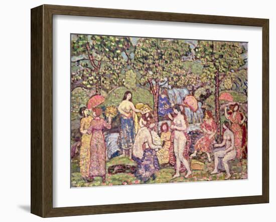 'Idyll', Nudes in a Landscape, 1913-15 (Oil on Canvas)-Maurice Brazil Prendergast-Framed Giclee Print